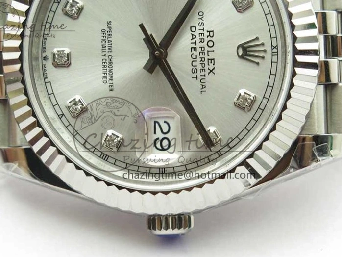 MiroTime 0327 DateJust 41MM 126334 904L SS VRF 1:1 Best Edition Silver Dial Crystals Markers on SS Jubilee Bracelet A FashionForward 2907